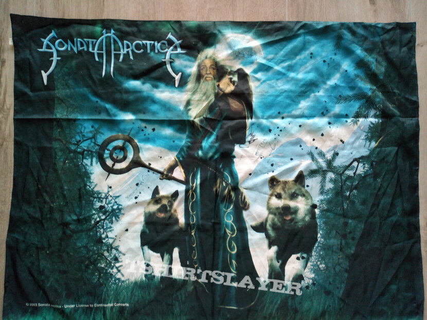 Sonata Arctica official 2003  posterflag- Takatalvi + signatures n09097  size 75x110 cm 