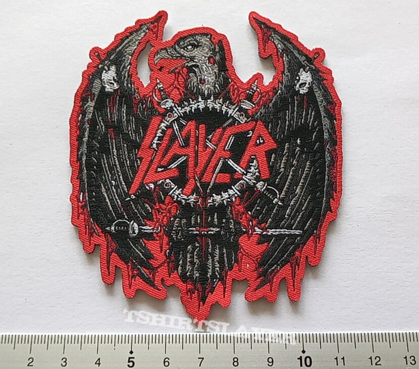 Slayer shaped eagle patch 130 red border