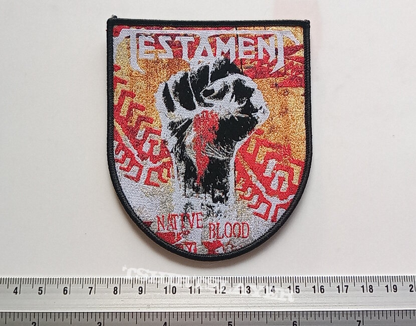 Testament  native blood ltd edition shield patch t250 black border