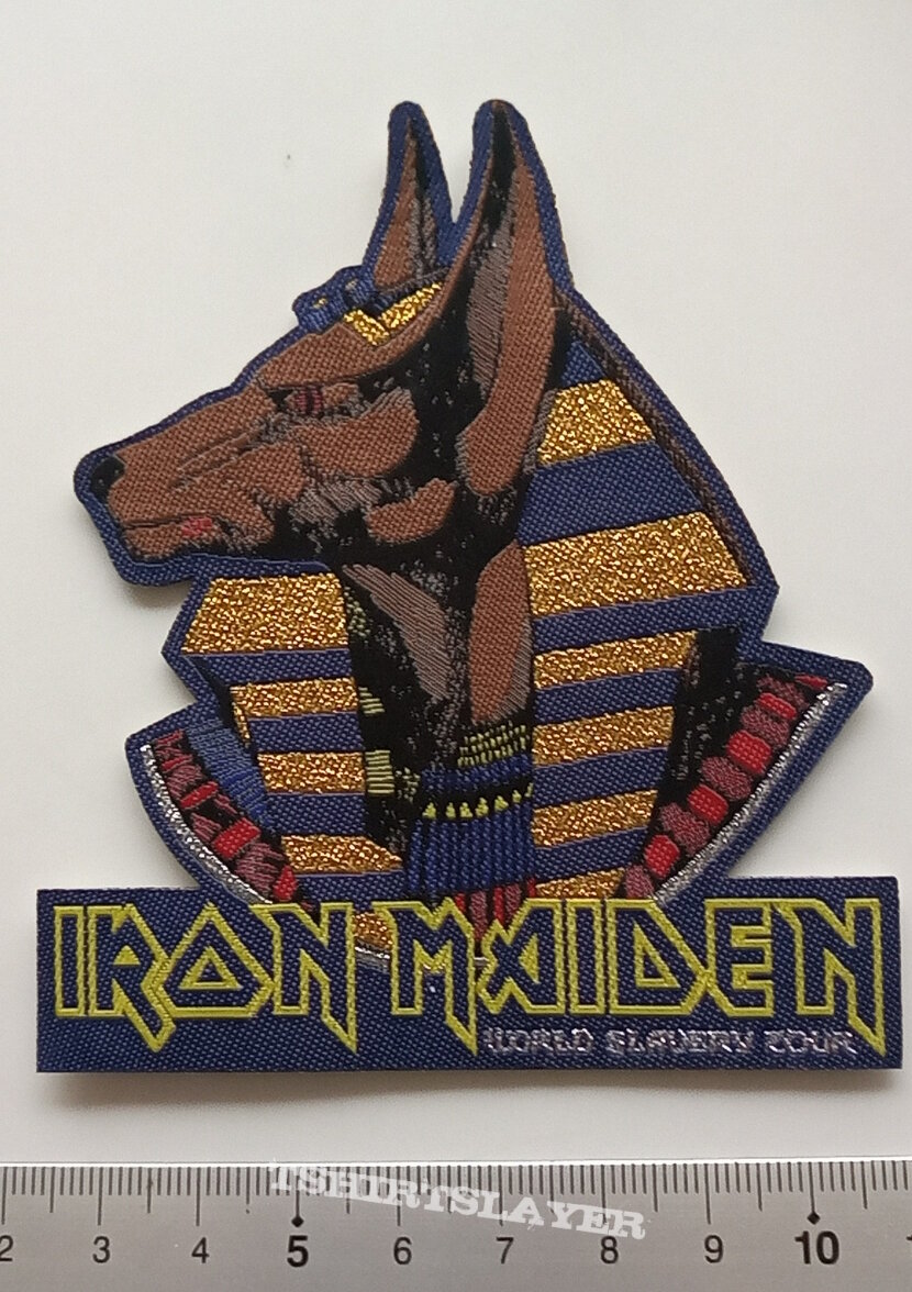 Iron Maiden   world slavery tour shaped patch 95---9x10cm