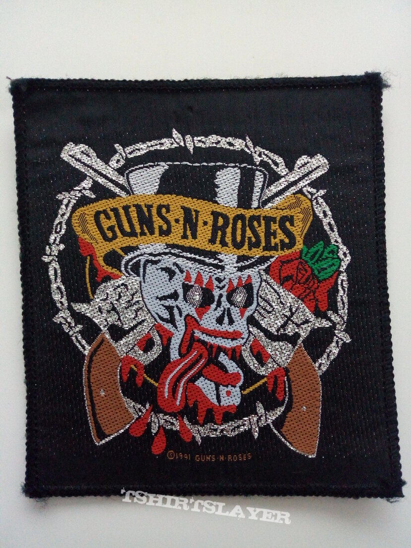  Guns N&#039; Roses  patch 13  official 1991 silver print 9.5X11 cm