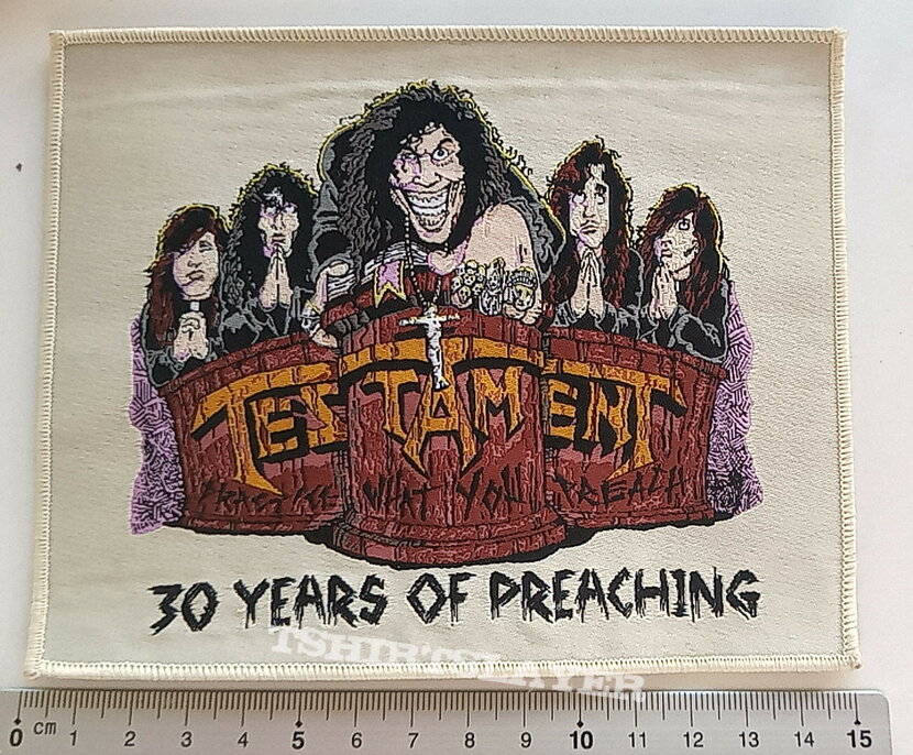 Testament ltd. edition patch t157- 30 years of preaching