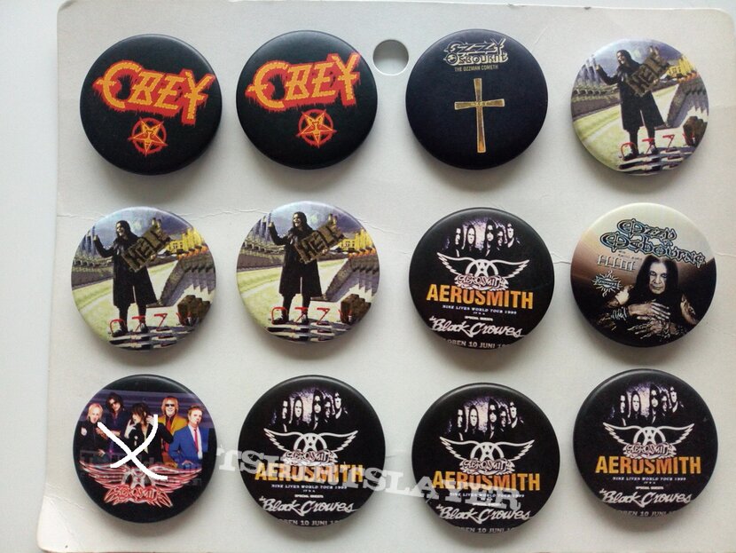Ozzy Osbourne, Aerosmith new buttons 3.1 cm   b51