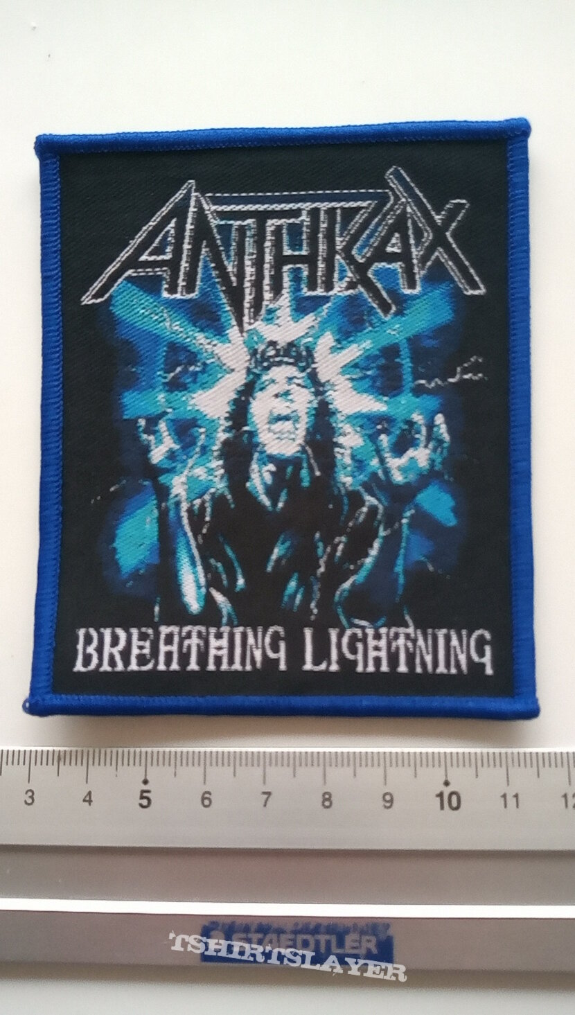 Anthrax   breathing lightning  patch  a26 blue border