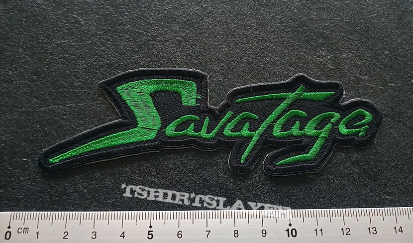 Savatage shaped green logo patch s432