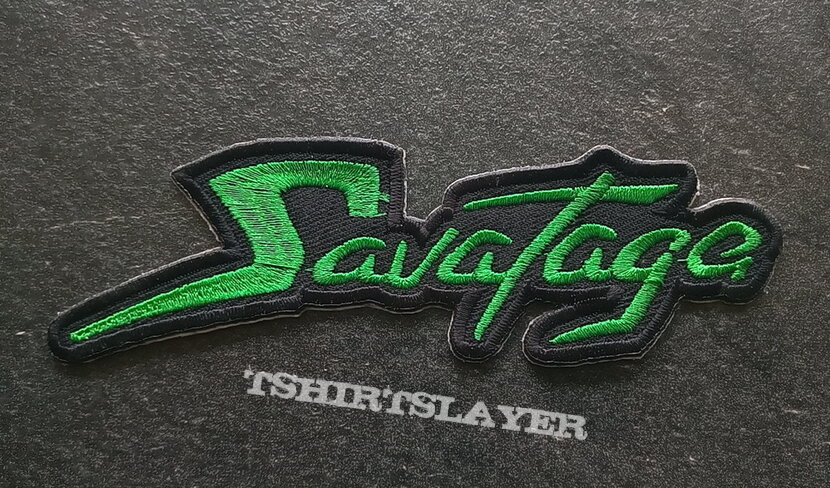 Savatage shaped green logo patch s432