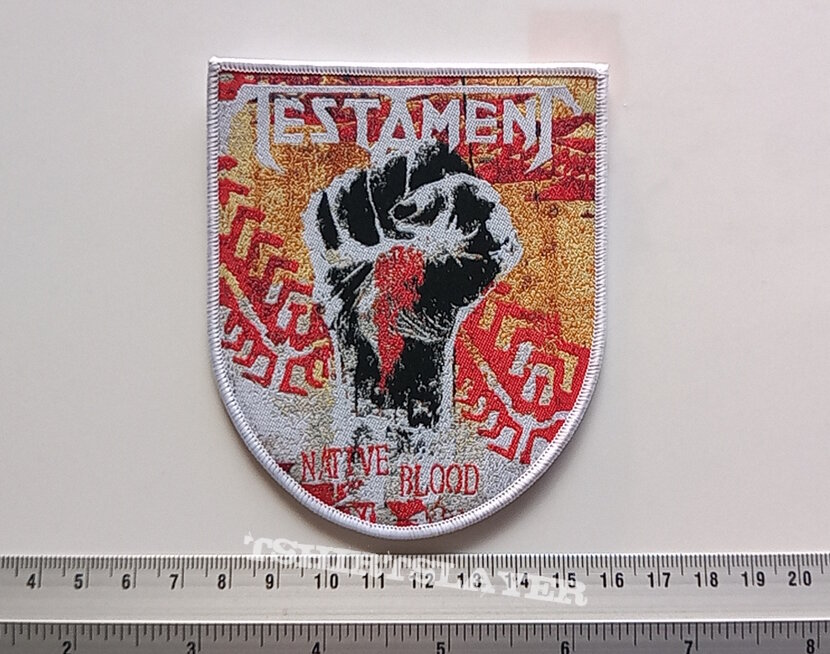 Testament  native blood ltd edition shield patch  t63 white border