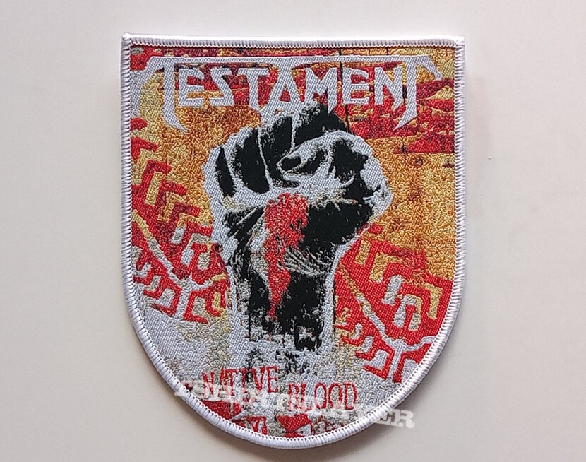 Testament  native blood ltd edition shield patch  t63 white border