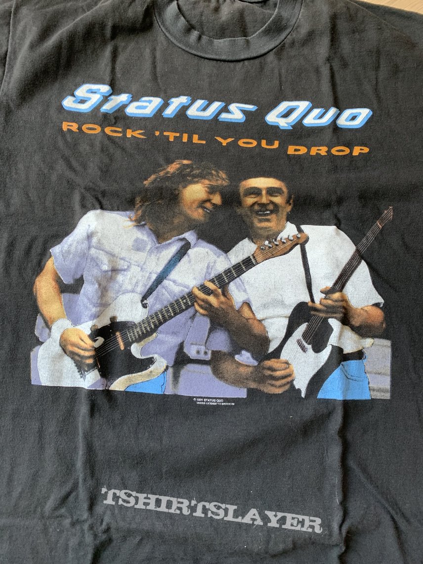 1991 Status Quo Rock Till You Drop Tour Shirt L