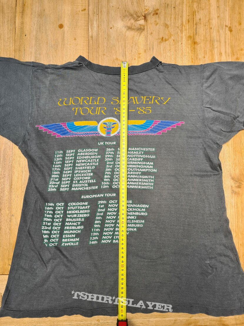 1984 - 1985 Iron Maiden World Slavery Tour Shirt | TShirtSlayer