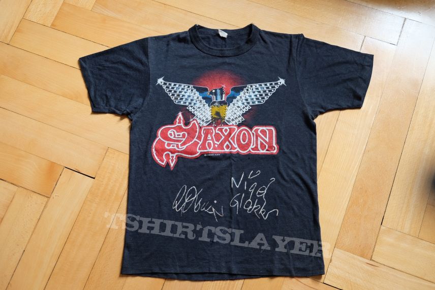 Saxon "Denim & Leather Tour" (Original) | TShirtSlayer TShirt and  BattleJacket Gallery