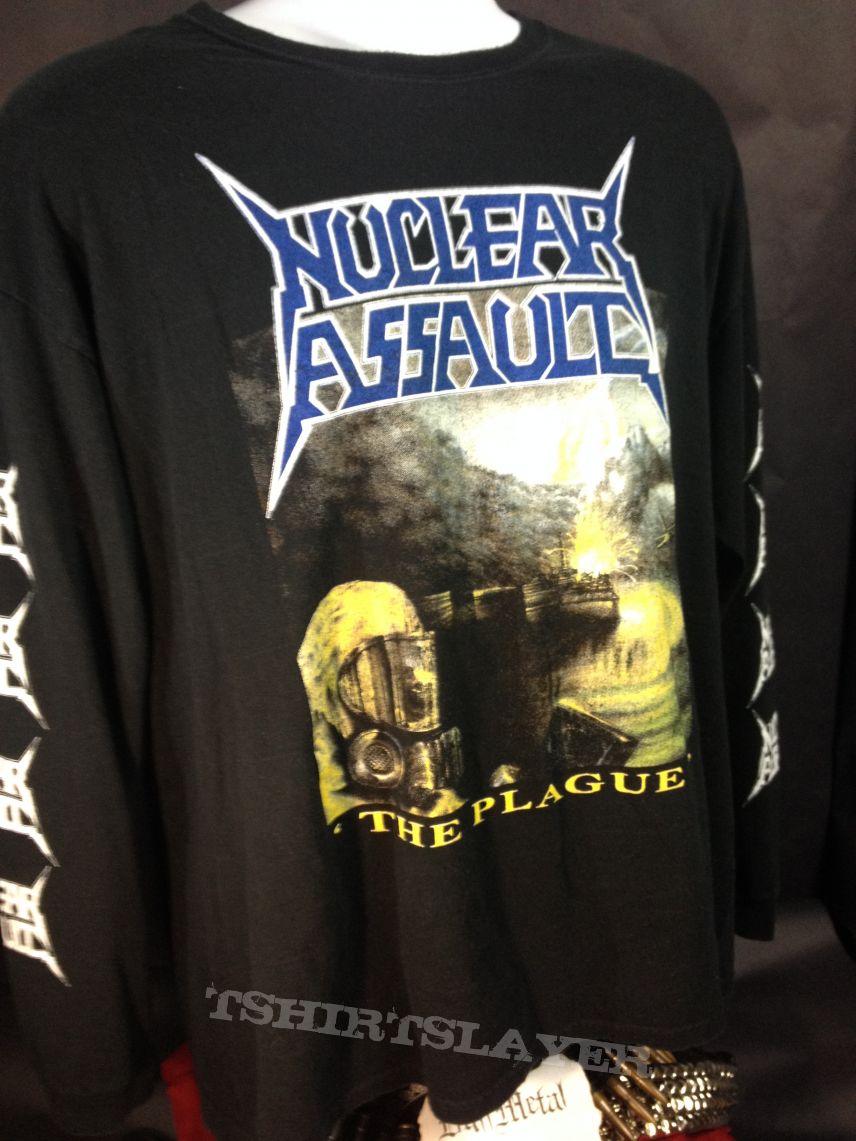 Nuclear Assault The Plague Vintage Long Sleeve Tee, XL, thrash metal