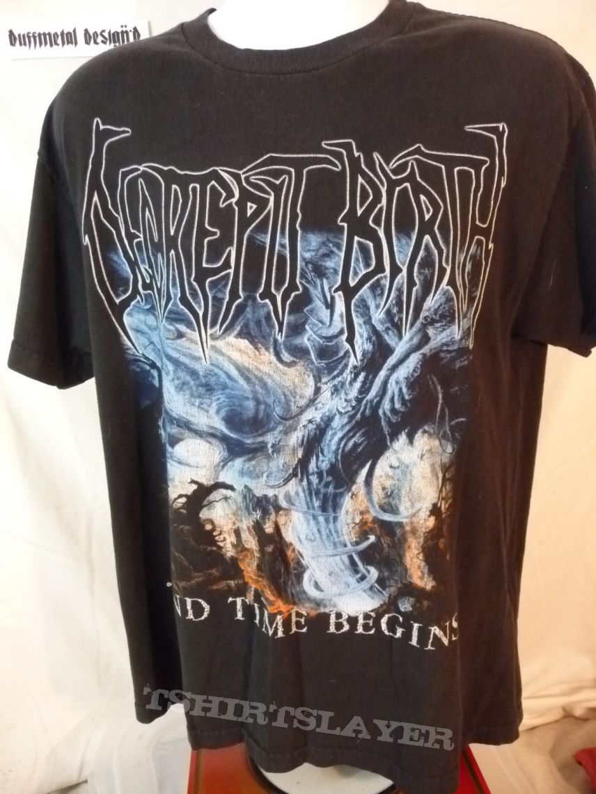 Decrepit Birth T-Shirt, LARGE, &quot;And Time Begins&quot; 2 sided, gore/grind