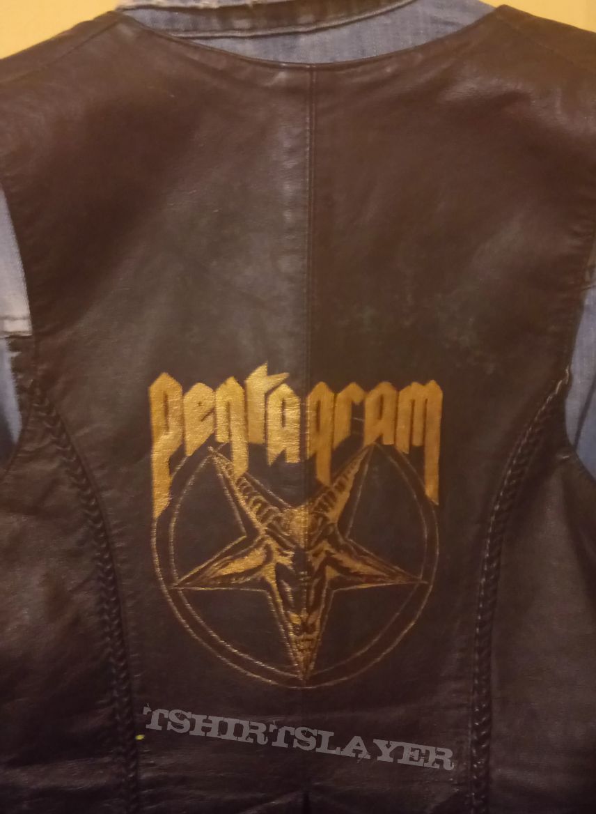 Pentagram Leather Vest Hand Painted