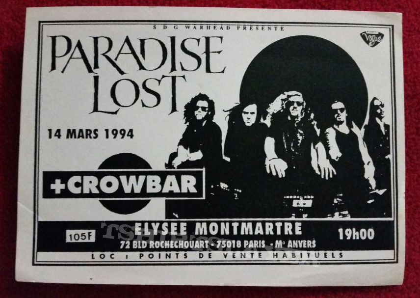 Paradise Lost - French gig flyer