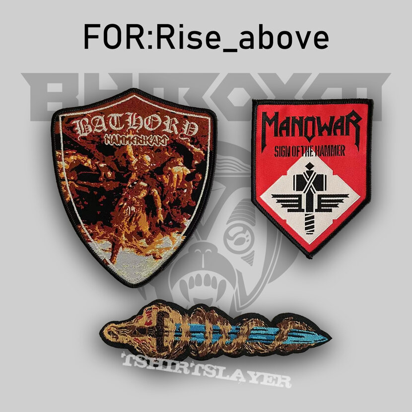 Manowar Bathory patches for Rise_above