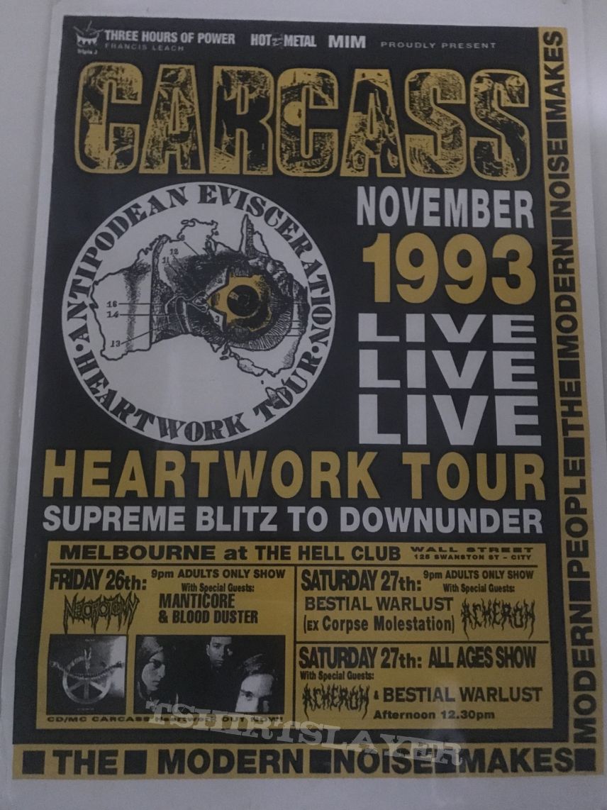 Carcass Australian tour poster