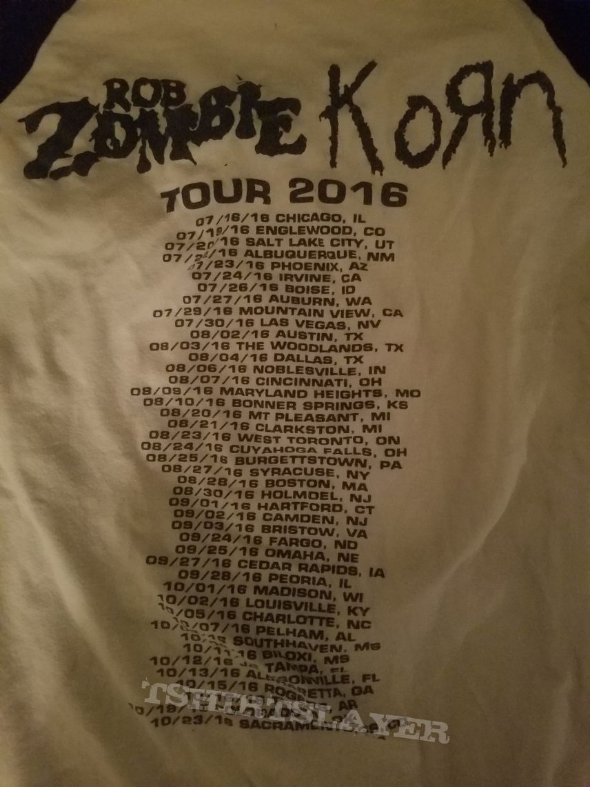 Rob Zombie &amp; Korn Tour baseball shirt