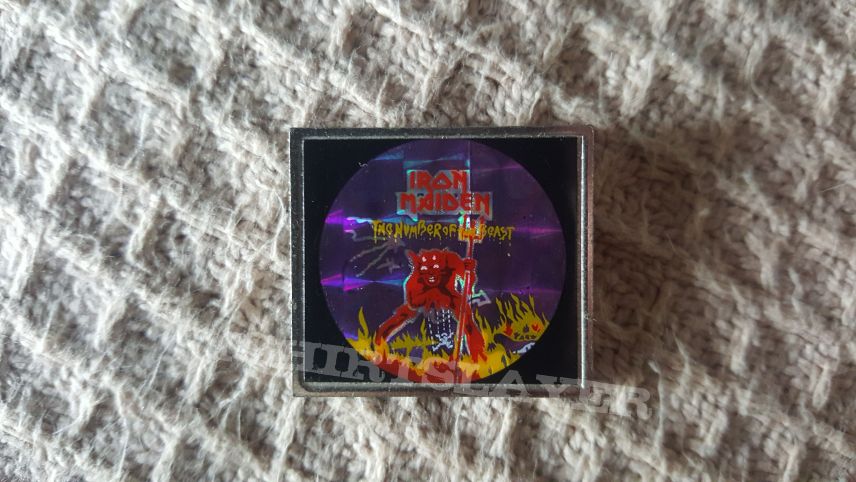 Iron Maiden Number of the beast hologram pin