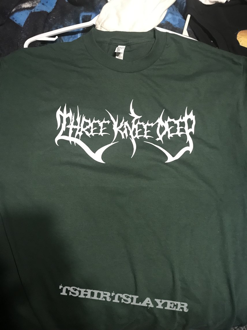 *SOLD* Three Knee Deep green logo shirt