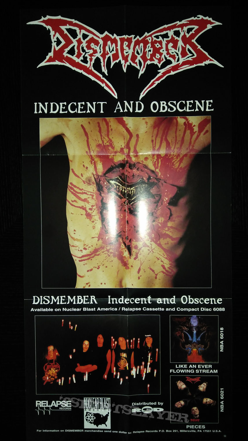 Dismember &#039; Indecent And Obscene &#039; Promotional Poster 