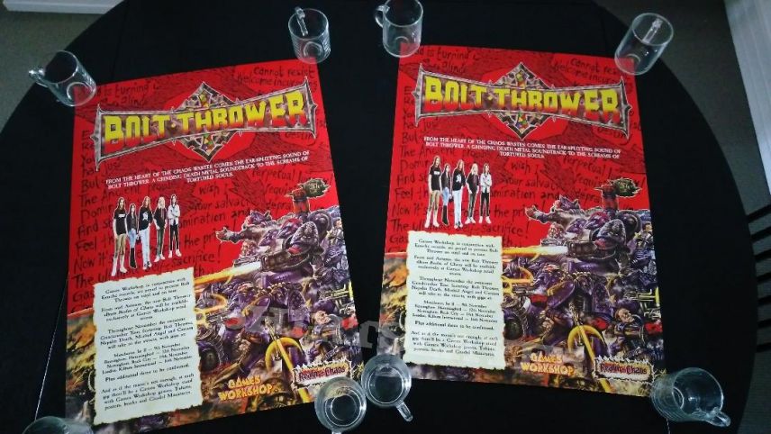 Bolt Thrower and Games Workshop in conjunction with Earache Records present RARE Promo Poster + Poster Sticker  for &#039; Realm Of Chaos &#039; LP