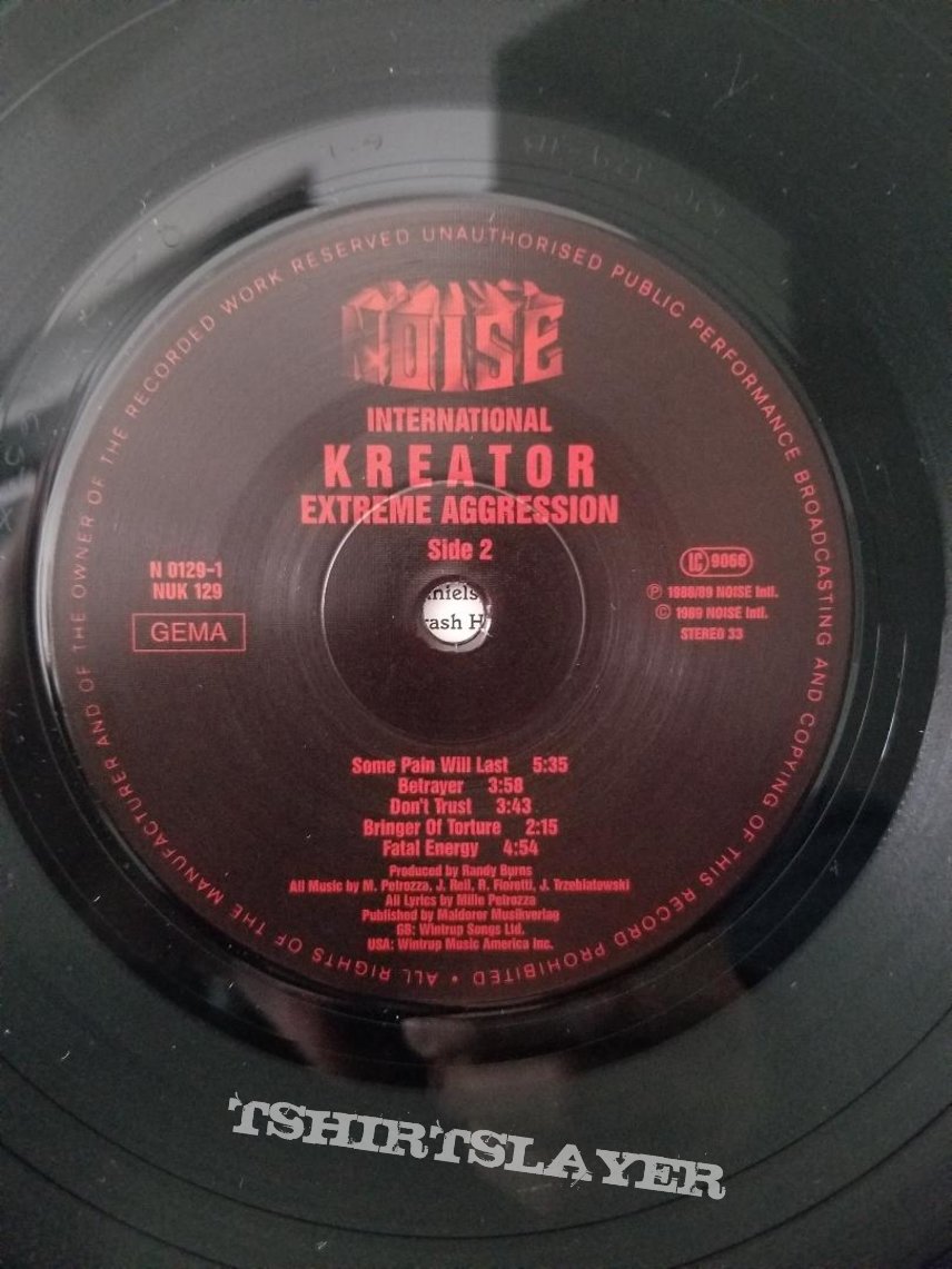 Kreator &#039; Extreme Aggression &#039; Original Vinyl  LP + Promotional Poster + Ads