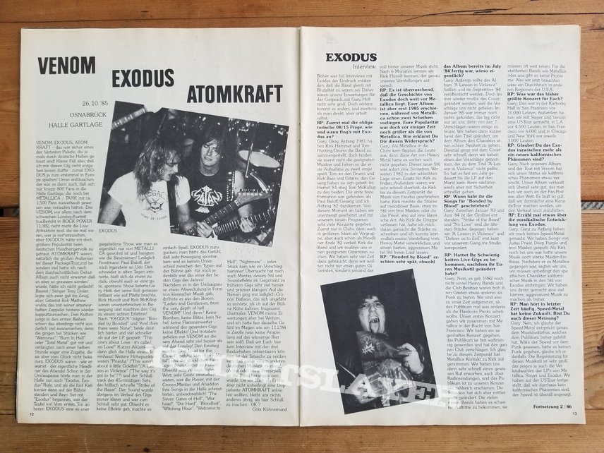 Exodus &#039; Bonded By Blood &#039; Original Vinyl LP + Promotional Ads 