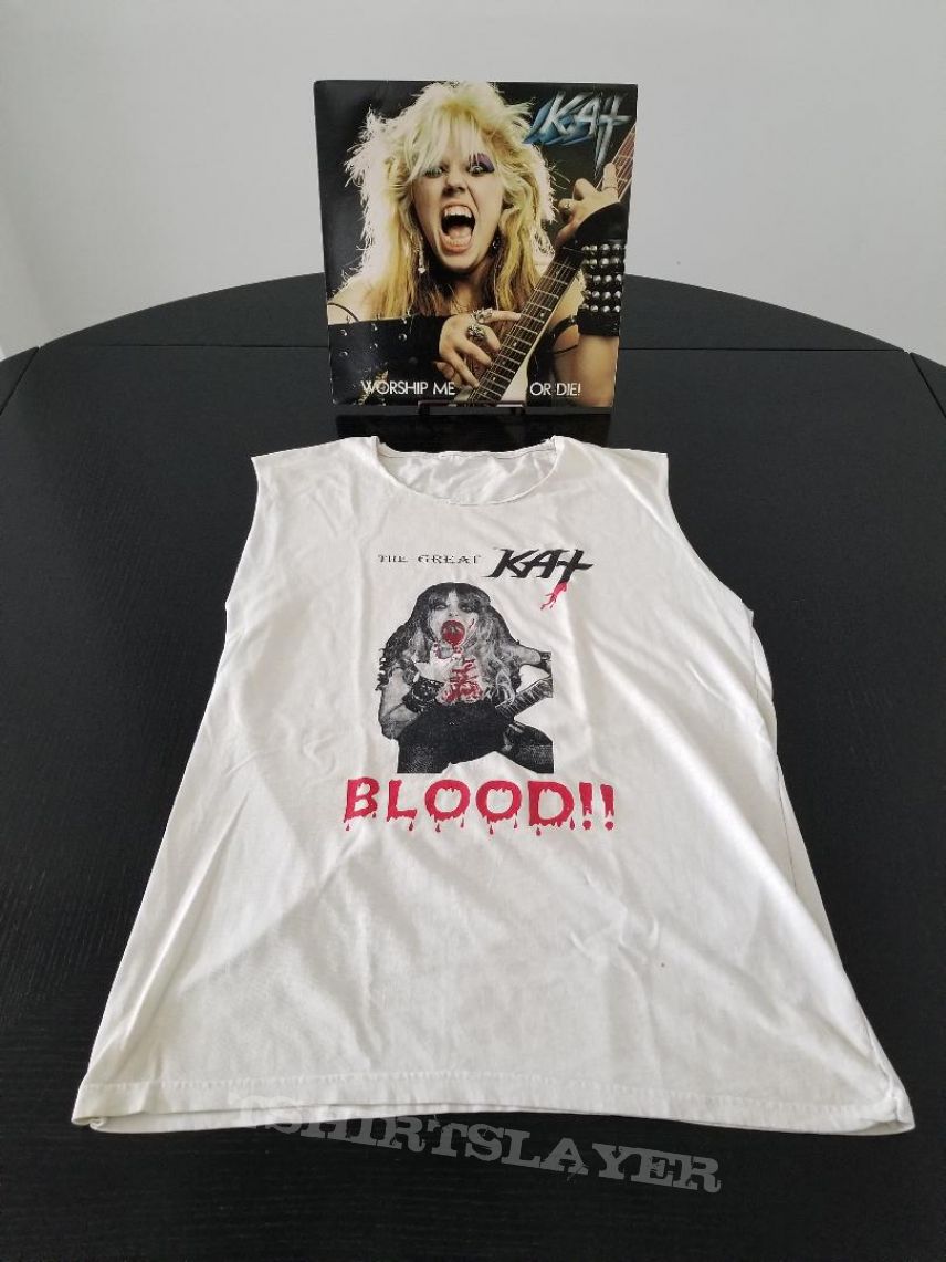 The Great Kat ' Blood ' Shirt + Original Vinyl LP + Autographed Poster+ ...