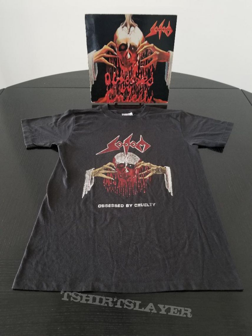Sodom - &#039; Obsessed by Cruelty &#039; Original Vinyl LP + ORIGINAL U.S.A Version T- Shirt + Posters + Promotional Ads