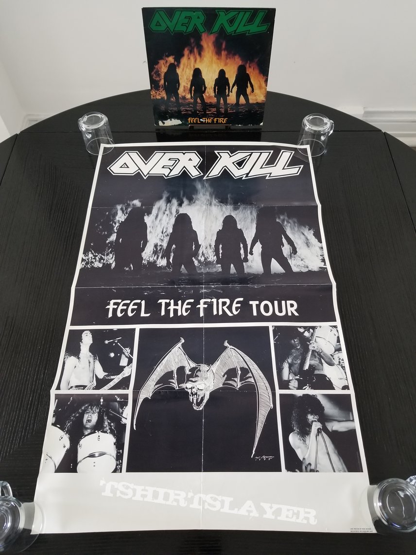 Overkill Over Kill &#039; Feel The Fire &#039; Original Vinyl LP + Promotional / Tour Poster + Ads