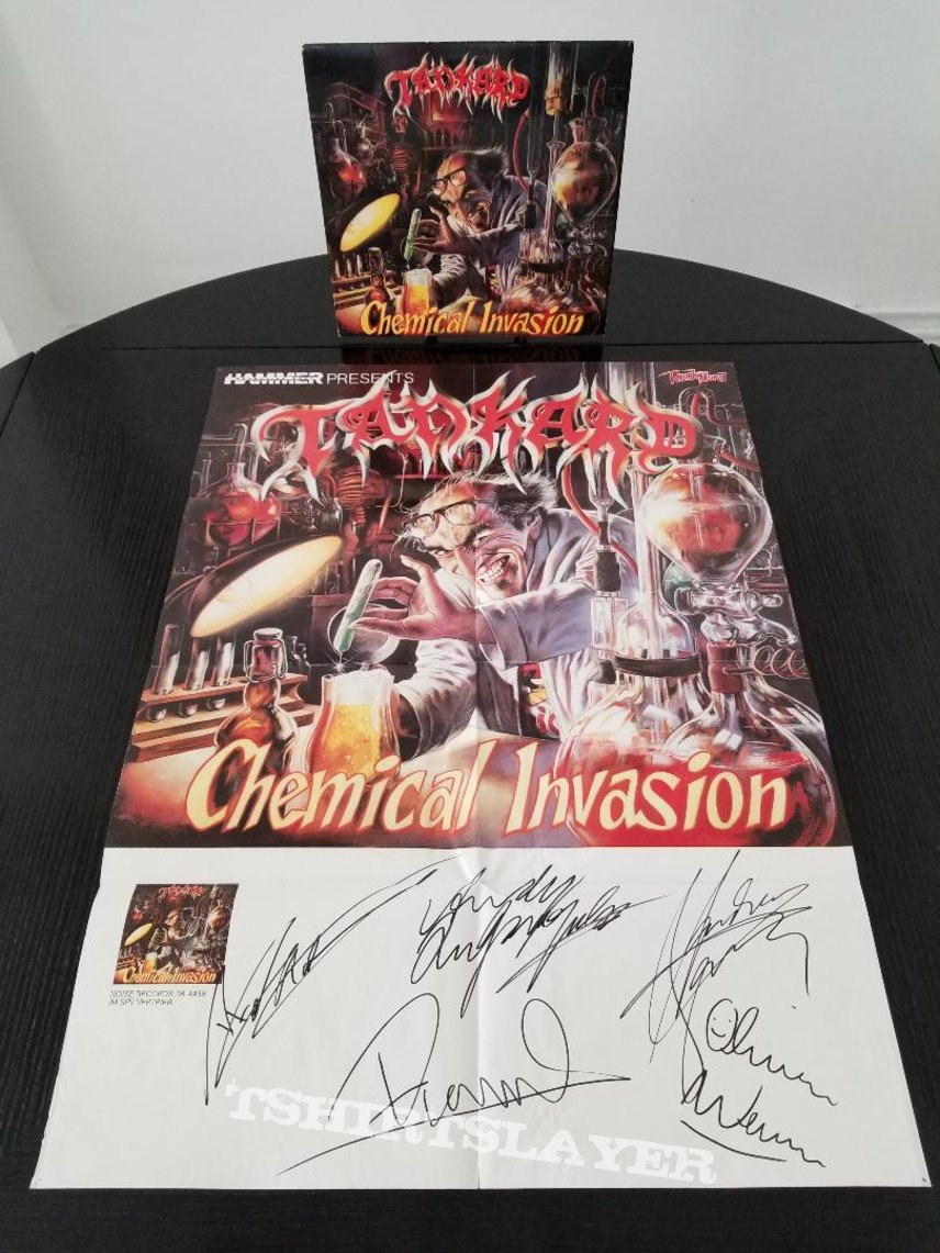 Tankard AUTOGRAPHED Promotional Poster for &#039; Chemical Invasion &#039; LP