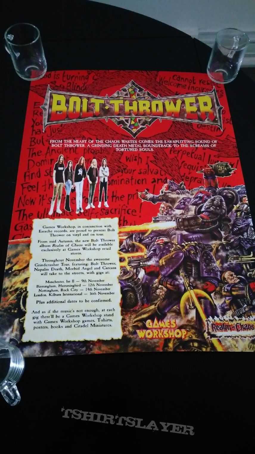 Bolt Thrower and Games Workshop in conjunction with Earache Records present RARE Promo Poster + Poster Sticker  for &#039; Realm Of Chaos &#039; LP