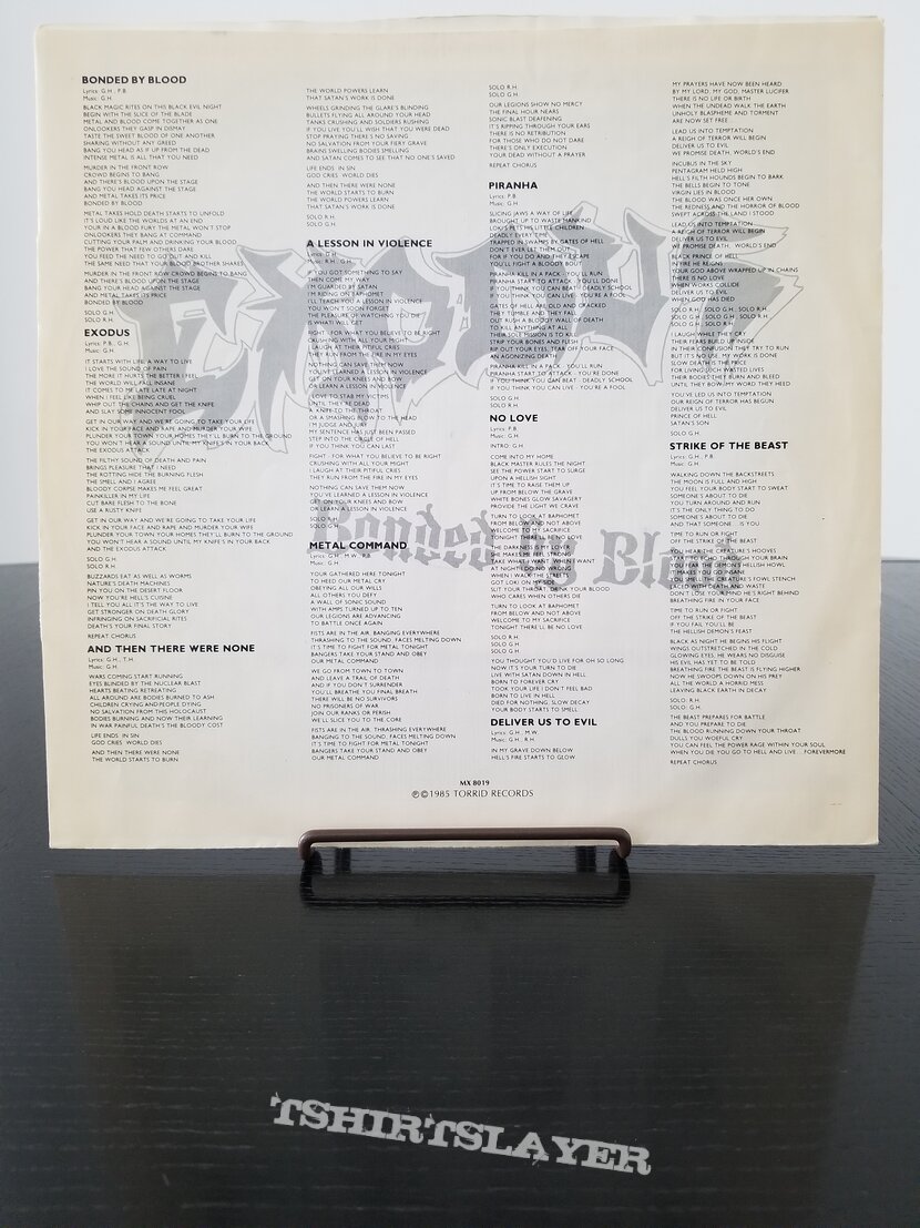 Exodus &#039; Bonded By Blood &#039; Original Vinyl LP + Promotional Ads 