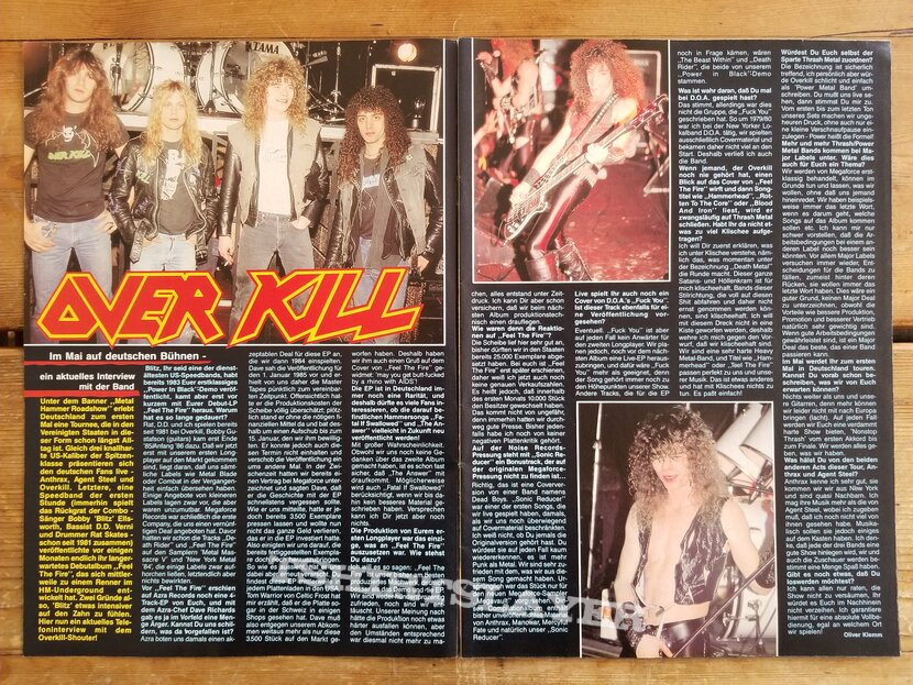 Overkill Over Kill &#039; Feel The Fire &#039; Original Vinyl LP + Promotional / Tour Poster + Ads