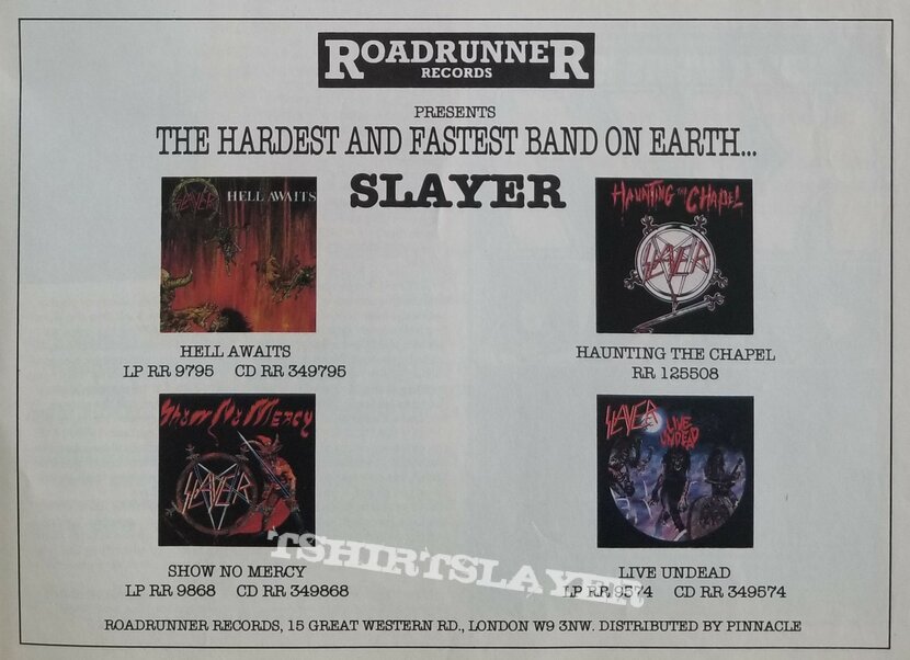 Slayer &#039; Hell Awaits &#039; Original Vinyl LPs + Promotional Ads