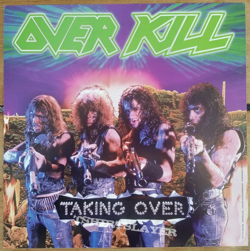 Overkill Over Kill &#039; Taking Over &#039; Original Vinyl LP + Promotional Posters ( U.S.A + U.K ) + Autograph By Bobby Gustafson
