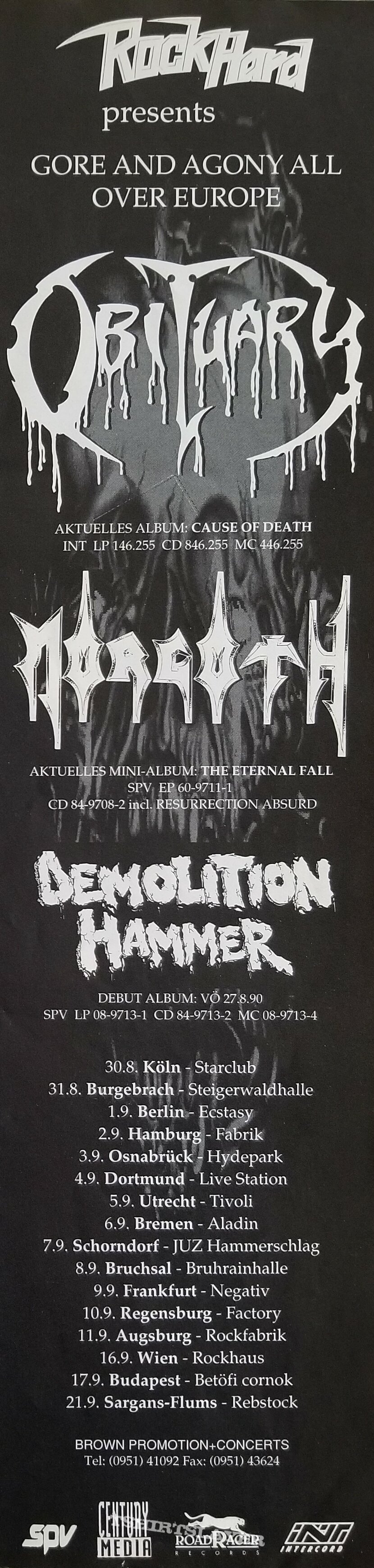 Demolition Hammer &#039; Tortured Existence &#039; Original Vinyl LP+ Promotional / Venue Poster + Ads