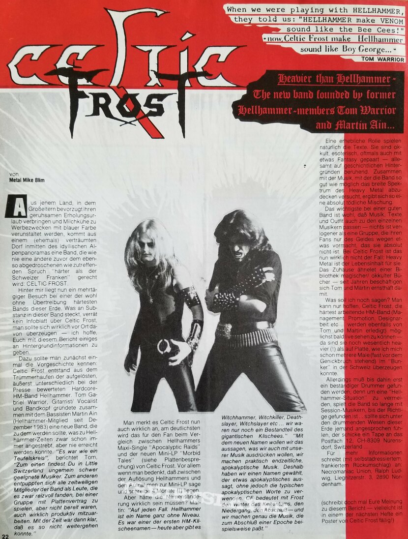 Celtic Frost &#039; Morbid Tales &#039; Original Vinyl  LP on Metal Blade Records 