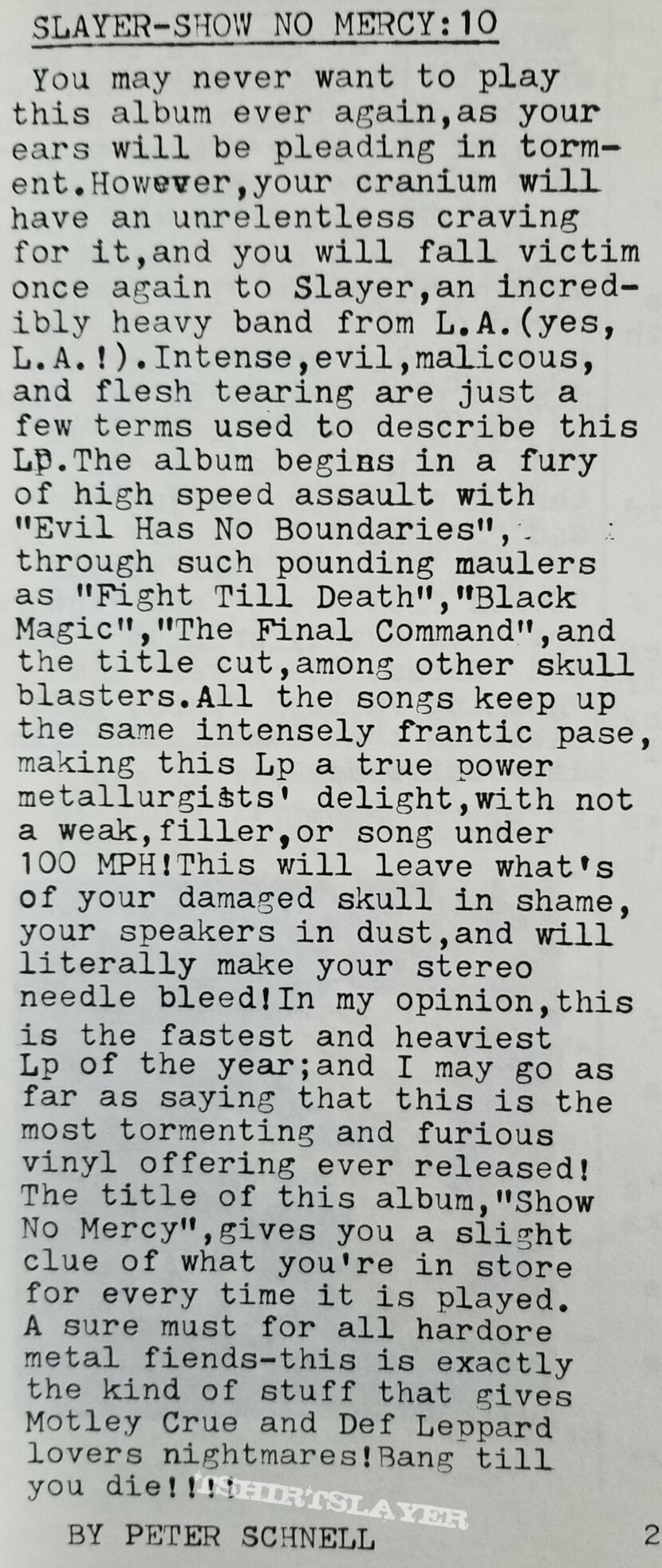 Slayer &#039; Show No Mercy &#039; Original Vinyl LP + Slayer &#039; Haunting The Chapel &#039; Original Vinyl EP + Promotional Ads