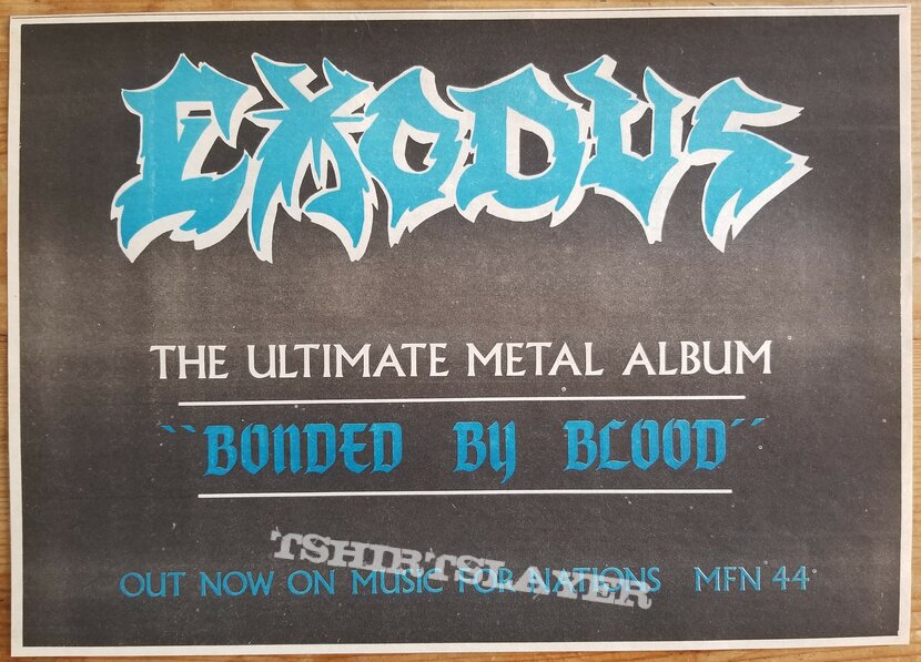 Exodus &#039; Bonded By Blood &#039; Original Vinyl LP + Promotional Ads 