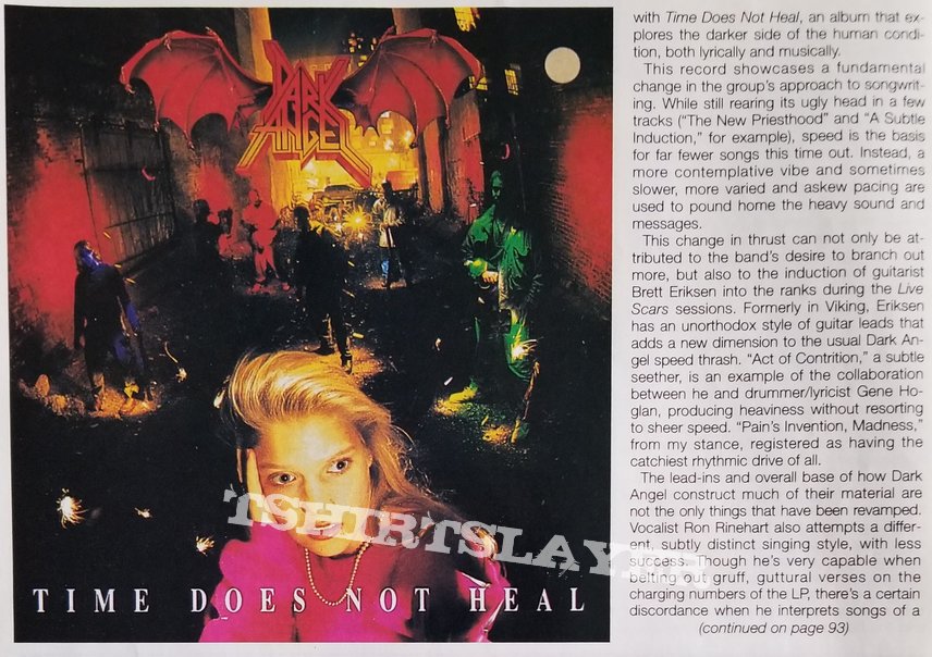 Dark Angel ' Time Does Not Heal ' Original Vinyl LP + Promotional Poster + Ads Dark Angel ' Time Does Not Heal ' Original Vinyl LP + Promotional Poster + Ads