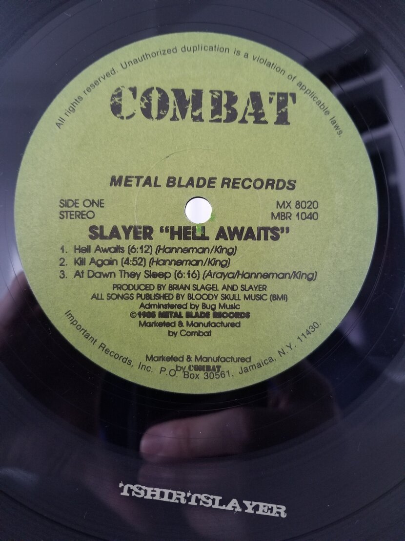 Slayer &#039; Hell Awaits &#039; Original Vinyl LPs + Promotional Ads