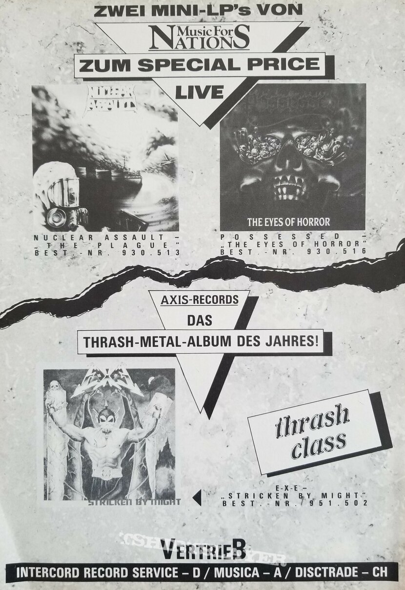 Possessed &#039; The Eyes Of Horror &#039; Original Vinyl LP + Promotional Ads