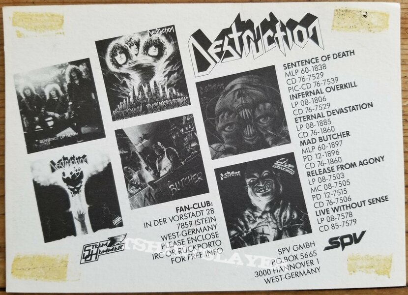 Destruction &#039; Live Without Sense &#039;  Original  Vinyl LP + Promotional Poster + Ads