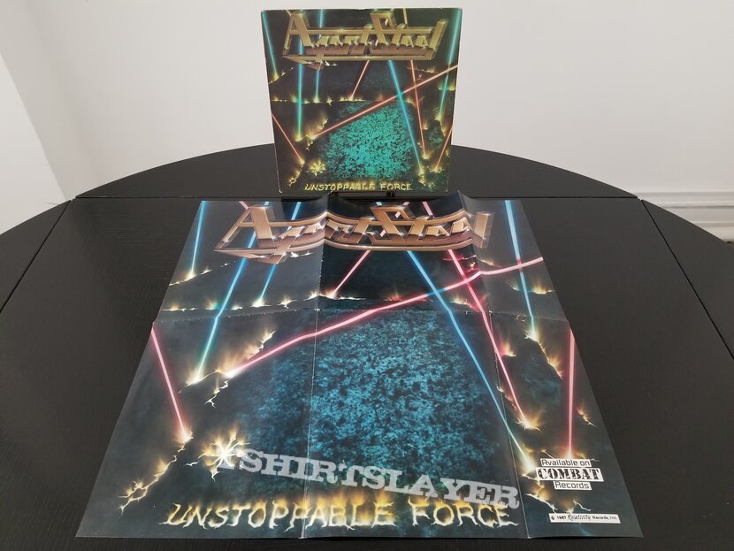 Agent Steel &#039; Unstoppable Force &#039; Original Vinyl LP + Promotional Poster + Ads