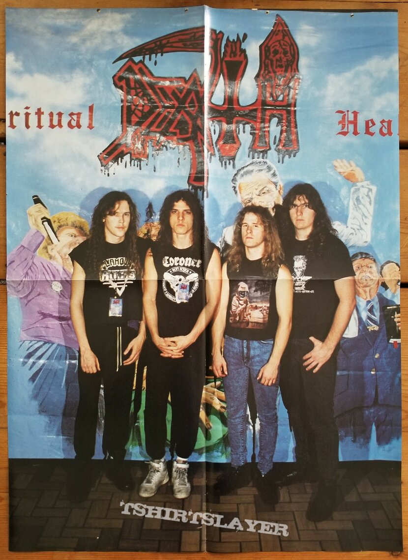 Death &#039; Spiritual Healing &#039; Original Vinyl LP + Promotional Posters + Ads