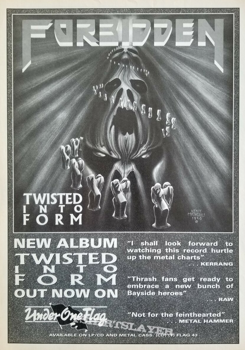 Forbidden &#039; Twisted Into Form &#039; Original Vinyl L.P. + Promotional Poster + Ads