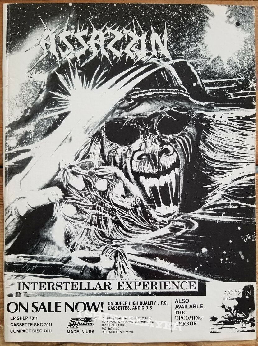 Assassin &#039; Interstellar Experience &#039; Original Vinyl LPs + Muscle Shirt + Promotional Poster + Ads