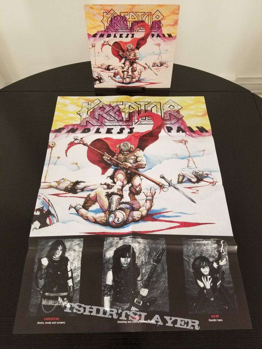 Kreator ' Endless Pain ' Original Vinyl LP + Tribute Poster + Promotional Ads Kreator ' Endless Pain ' Original Vinyl LP + Tribute Poster + Promotional Ads